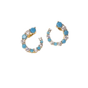 Open Swirl Color Diamond Hoop Gold/Turquoise