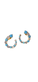 Open Swirl Color Diamond Hoop Gold/Turquoise