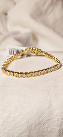 Color Bezel Square Tennis Bracelet Gold/Pink