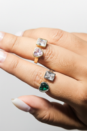 Bezel Heart Baguette Stone Ring