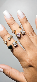 Bezel Heart Baguette Stone Ring