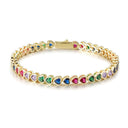 Rainbow Heart Tennis Bracelet