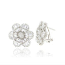 Baguette Flowers Earrings Silver