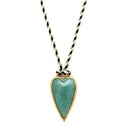 Stone long Heart in cord necklace