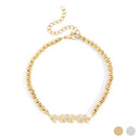 18K Gold PVD Stainless Steel Mama Beaded Bracelet / BRJ1053