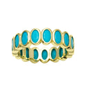Bezel Oval Shape Band Gold/Turquoise (8)