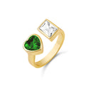 Bezel Heart Baguette Stone Ring