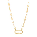 18K Gold PVD Stainless Steel Herringbone Charm Holder Necklace / CHN0101  16"+2"