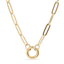 18K Gold PVD Stainless Steel Paperclip Charm Holder Necklace 16"+2"