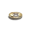Two Tones Double Band Emerald Cut Ring Size: 7