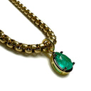 Rope Box Chain with Green Charm Necklace Green Drop
