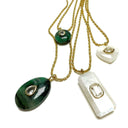 Natural Stones And Barrel Chain Necklace SMALL charm: raw emerald, Moonstone