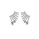 Fan Baguette Earrings Silver
