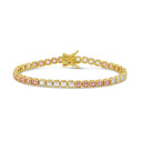 Color Bezel Square Tennis Bracelet Gold/Pink