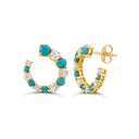 Open Swirl Color Diamond Hoop Gold/Turquoise