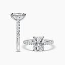 14KW 1.00 Ctw Classic Lab Grown Diamond Engagement Semi Mount Ring (3.00 Ctw Radiant Center)