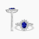 14KW 0.50 Ctw Classic Halo Diamond Engagement Ring (7x5 Oval Sapphire Center)