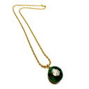 Natural Stones And Barrel Chain Necklace LARGE charm: raw emerald, Moonstone