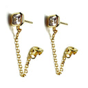 Square bezel chain earrings Gold