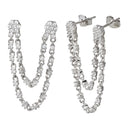 Flower Double Earrings Silver