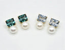 Color Cushion and Pearl Earrings Blue, Green