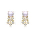 Pearl and Bezel Earrings Brass gold plated