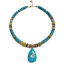 Multicolor Turquoise Drop Puka Necklace