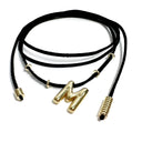 Bubble Initial in Leather Cord letter: M - Black Leather