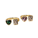 Bezel Heart Baguette Stone Ring